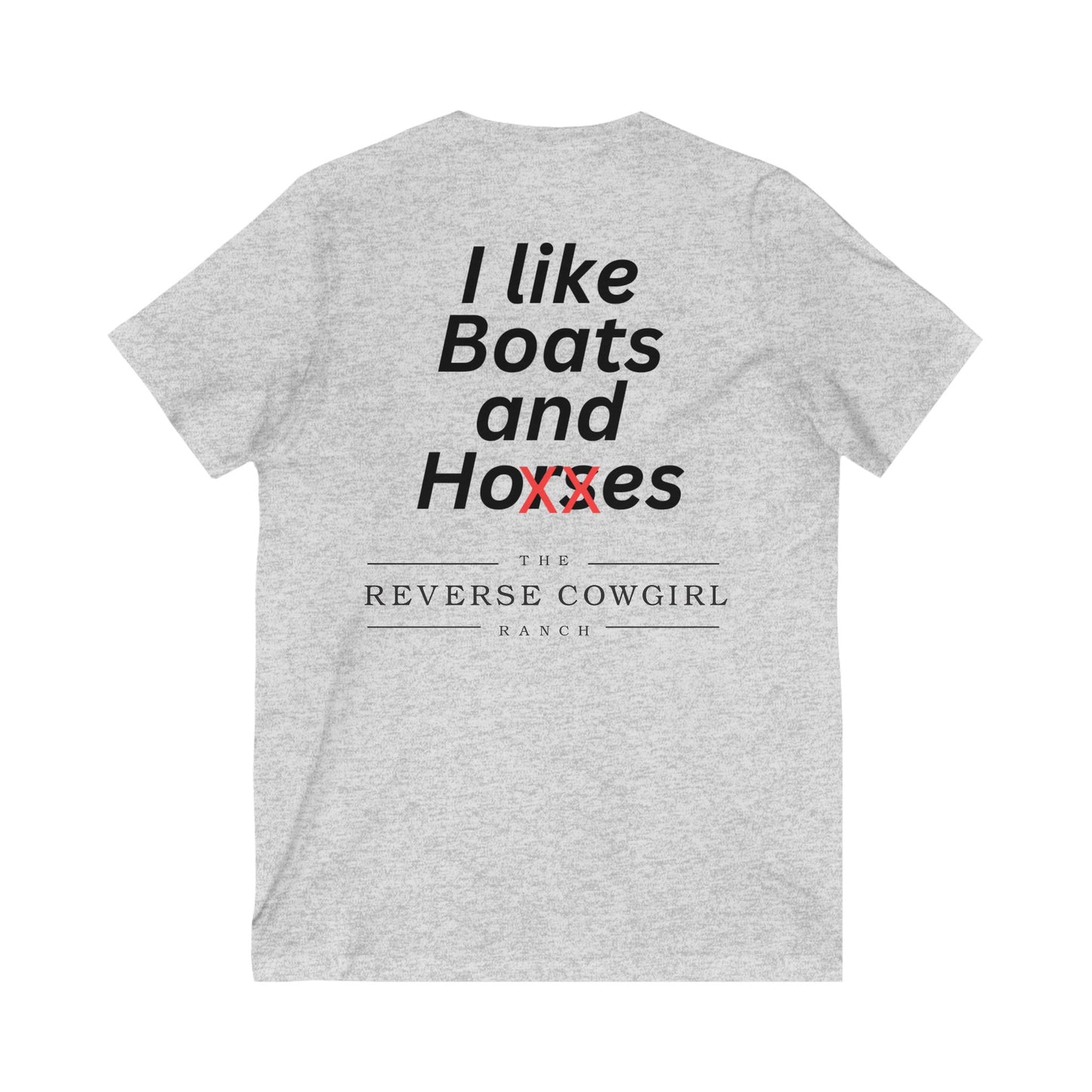 Reverse Cowgirl Ranch V-Neck Tee - Boats and Horses