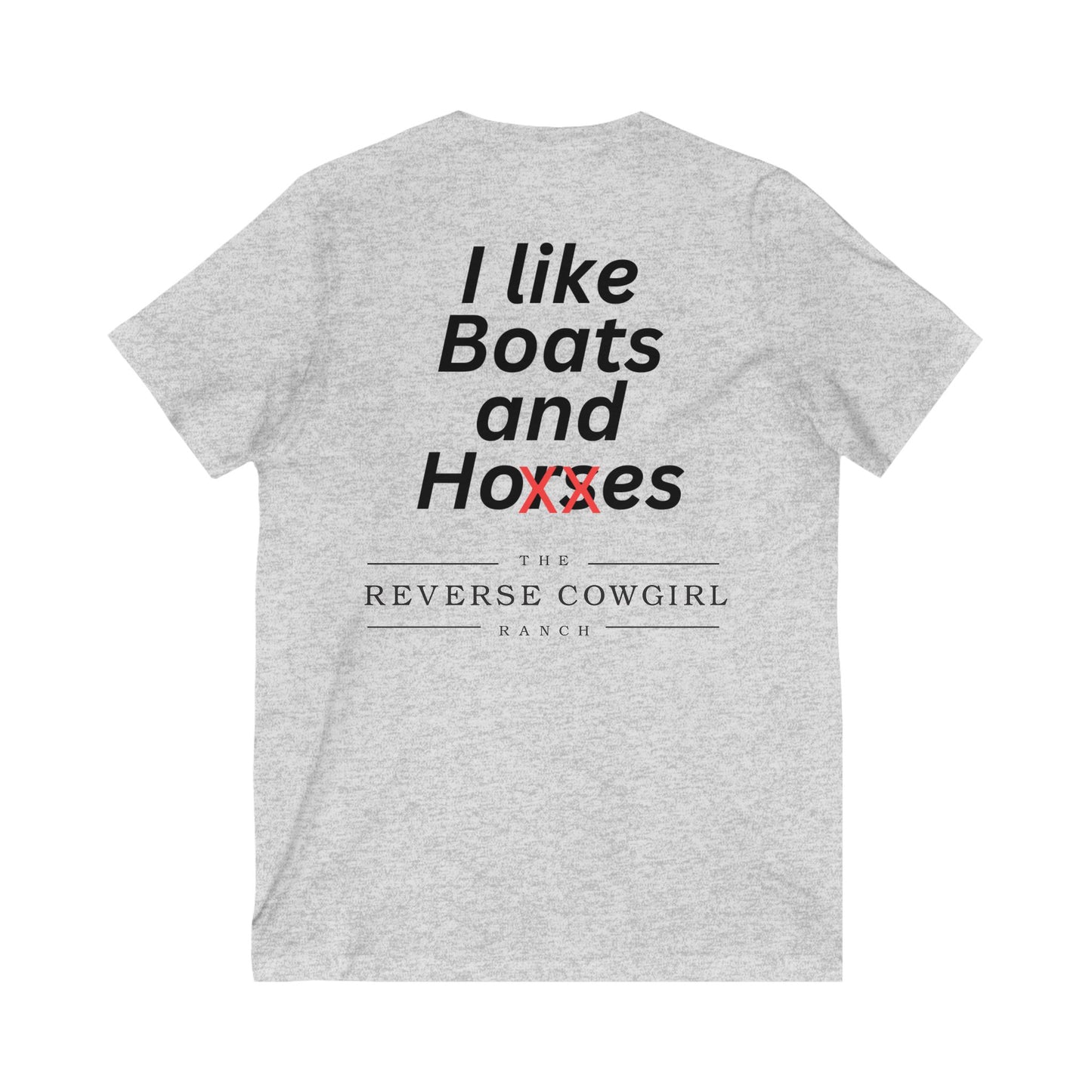 Reverse Cowgirl Ranch V-Neck Tee - Boats and Horses