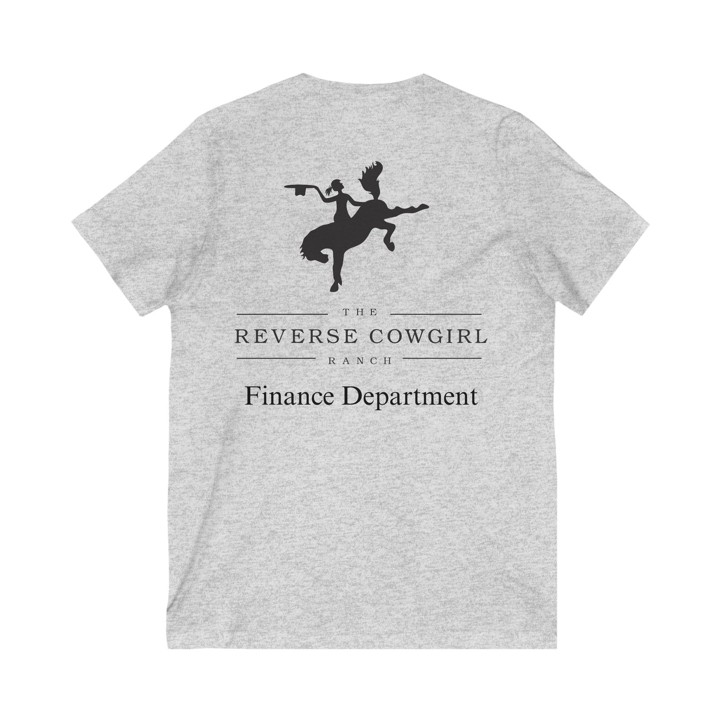 Reverse Cowgirl Ranch V-Neck Tee - Finance Department