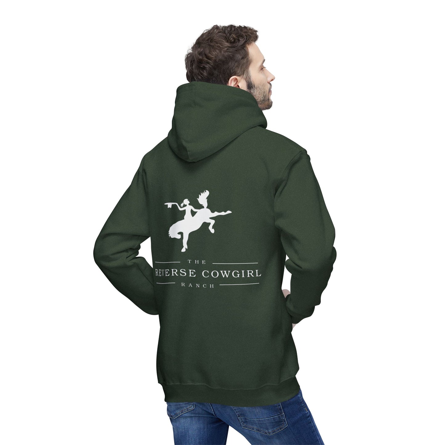 Reverse Cowgirl Ranch Unisex Hooded Premium Sweatshirt - Cozy Western Apparel