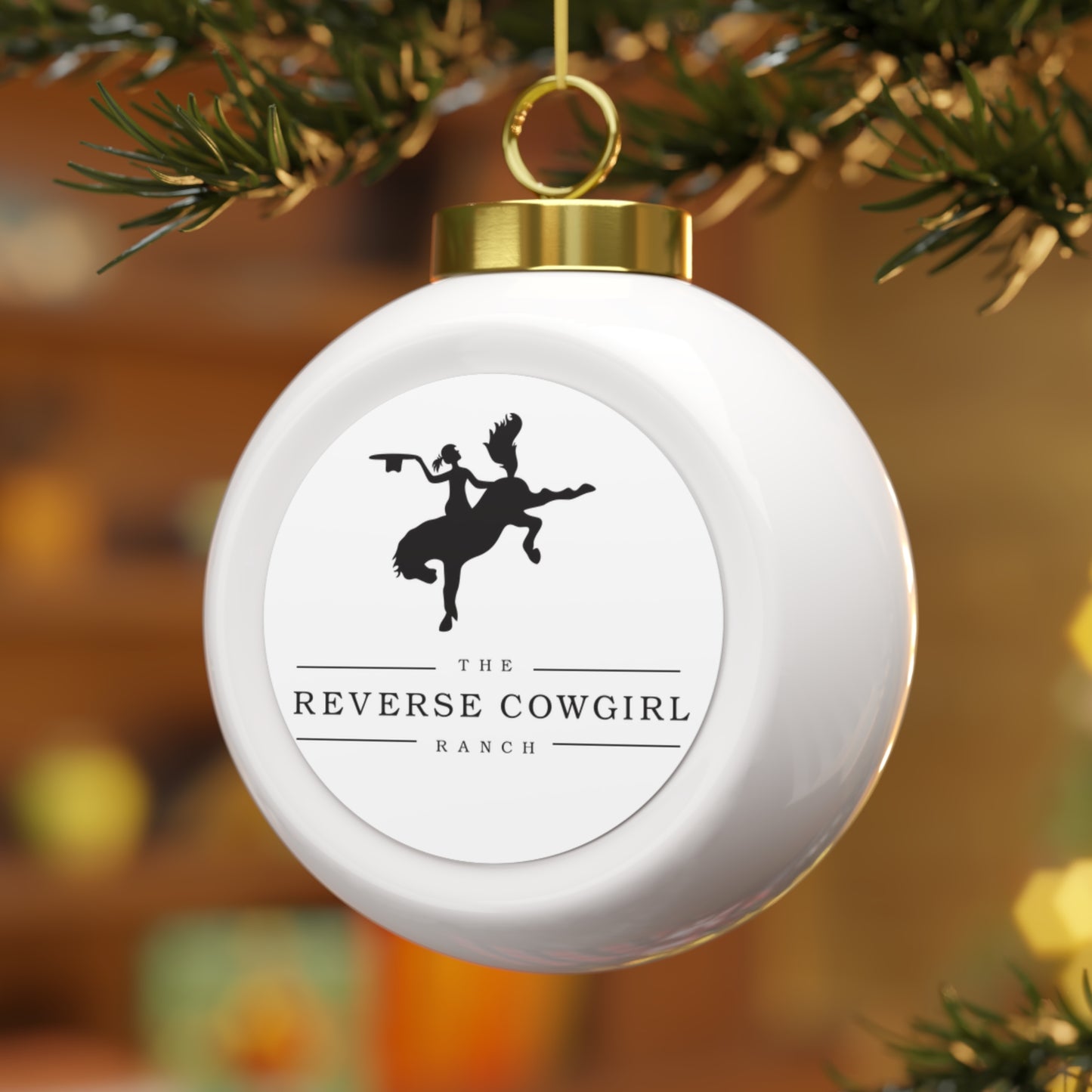 Holiday Decorative Christmas Ball Ornament - Reverse Cowgirl Ranch Design