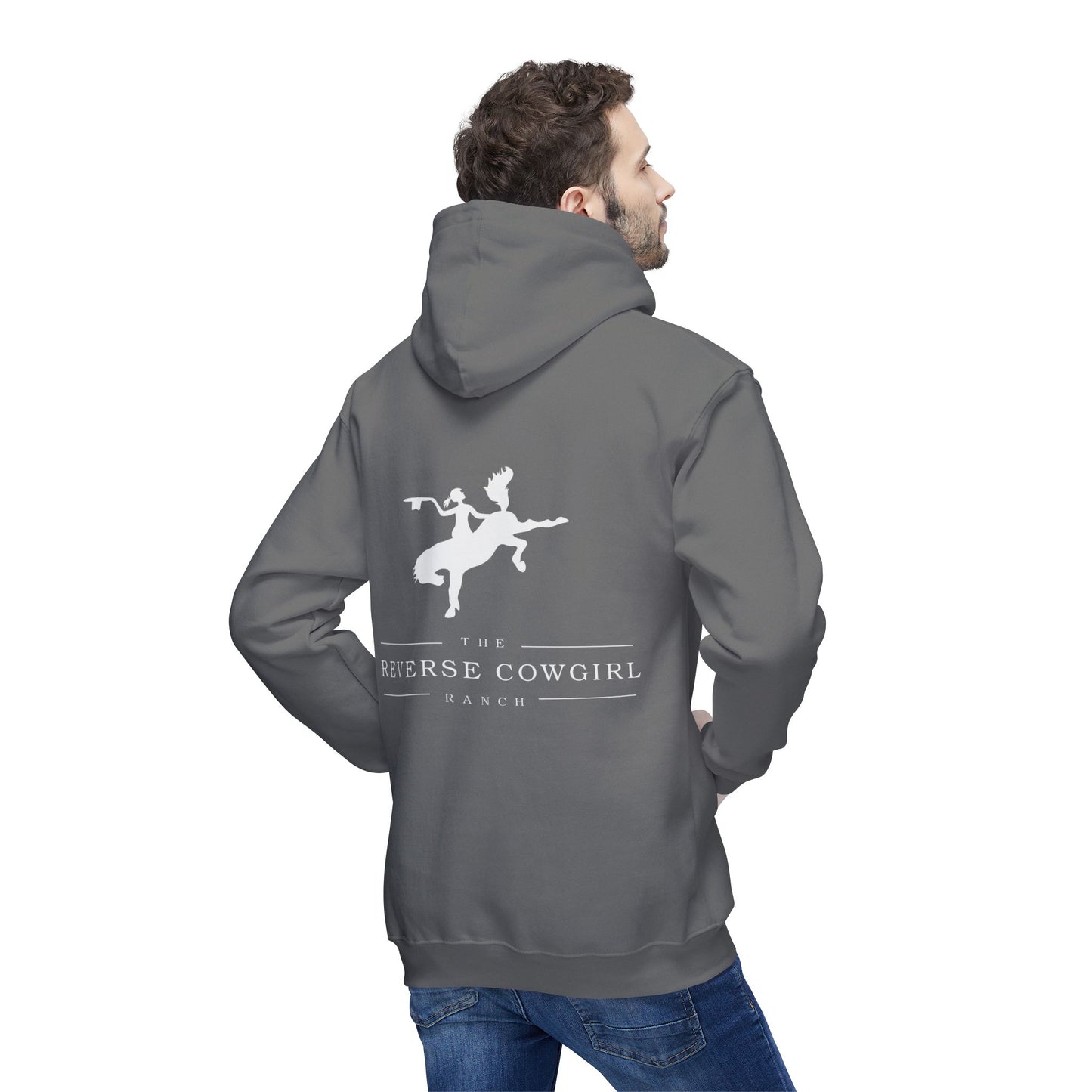 Reverse Cowgirl Ranch Unisex Hooded Premium Sweatshirt - Cozy Western Apparel