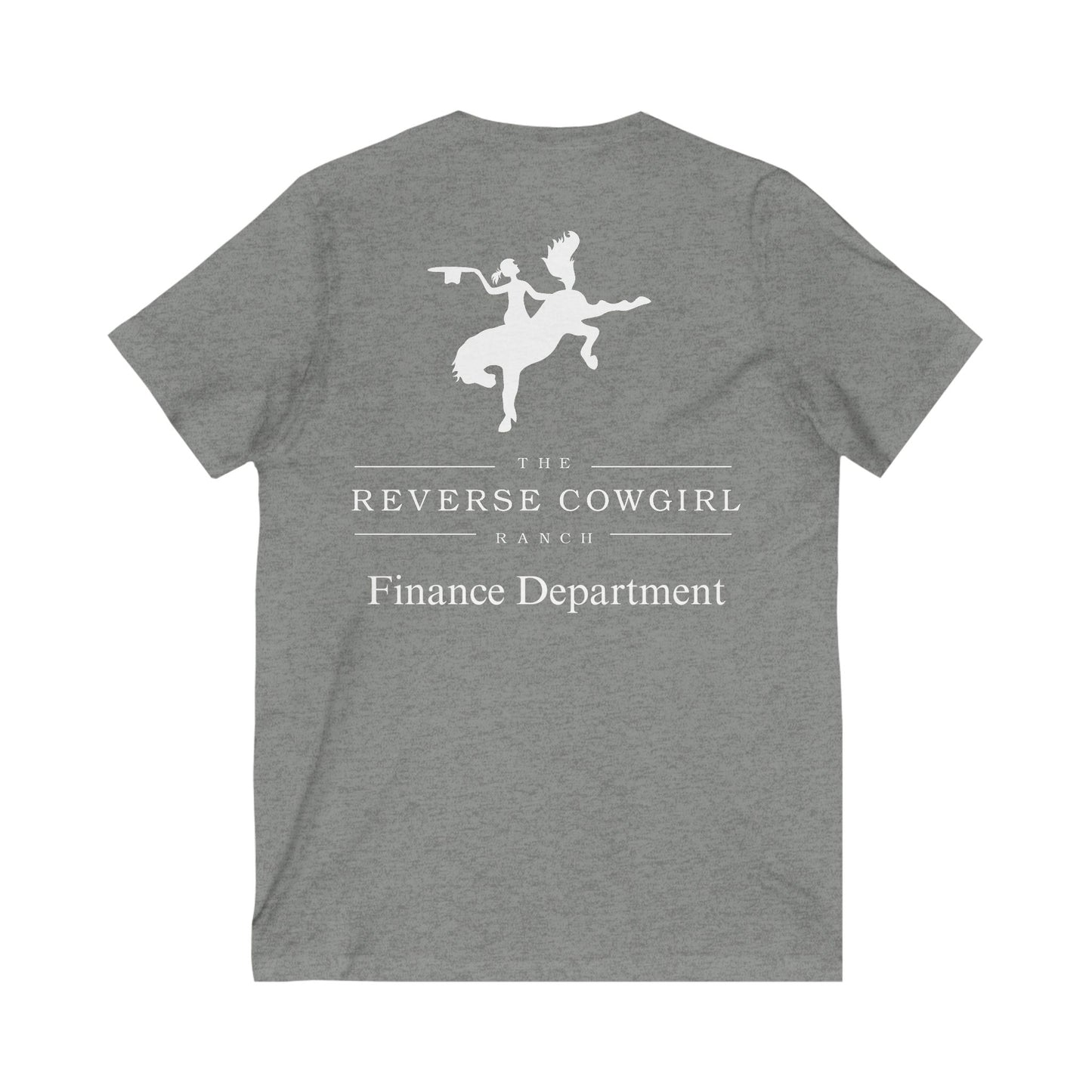 Reverse Cowgirl Ranch V-Neck Tee - FInance Department