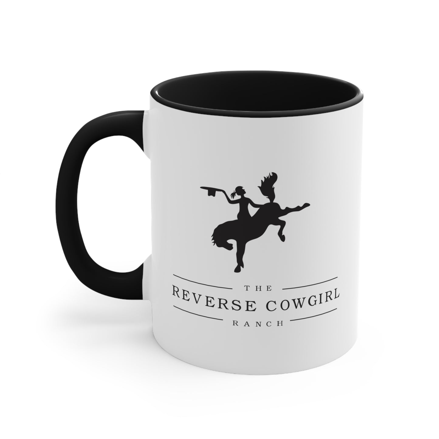 Reverse Cowgirl Ranch Accent Mug - Fun Western Design for Horse Lovers