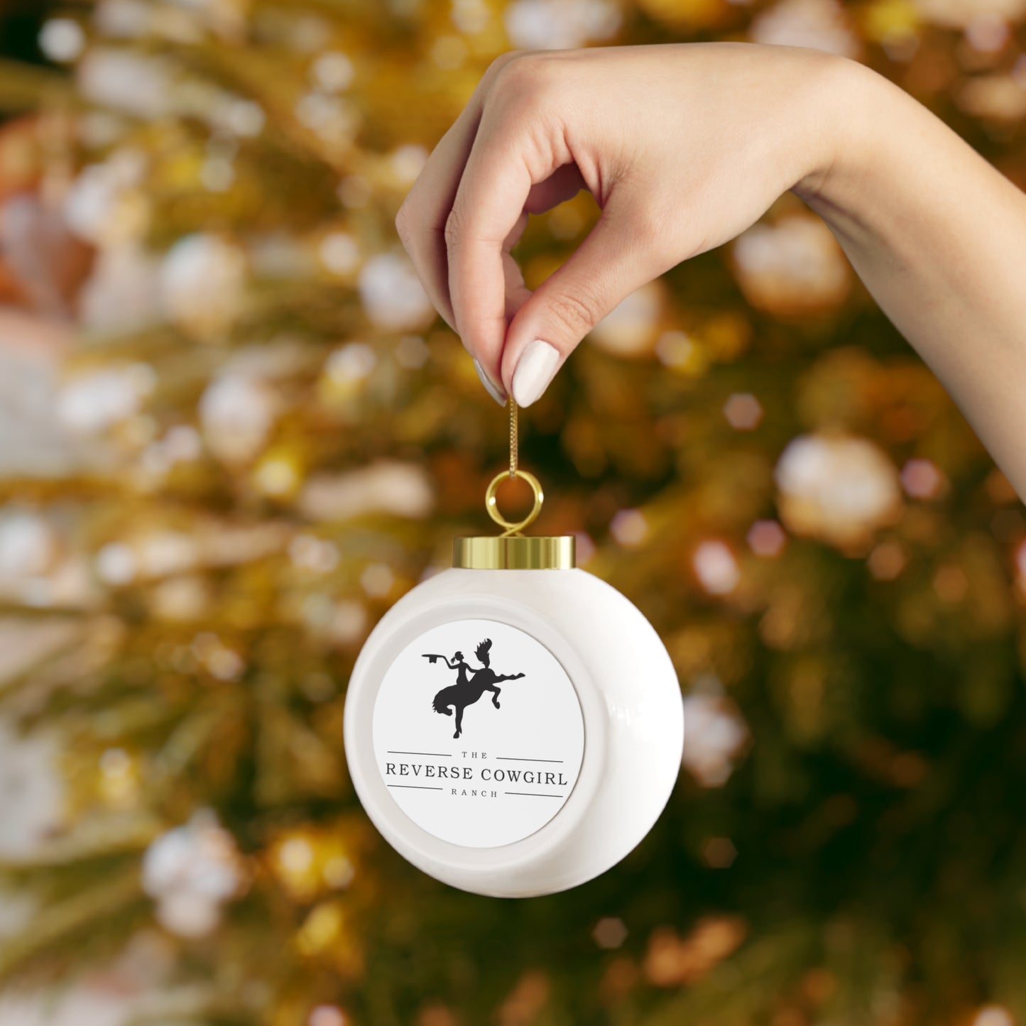 Holiday Decorative Christmas Ball Ornament - Reverse Cowgirl Ranch Design